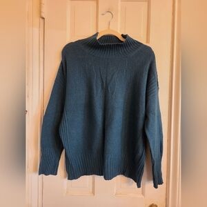 Angel Of The North Teal Cowl Neck Sweater